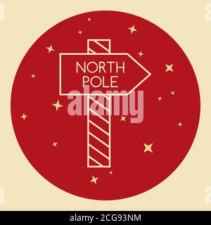 North Pole waypost icon in thin line style Stock Vector