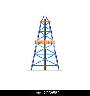 Oil derrick icon in flat style Stock Vector