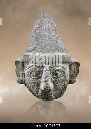 Hittite statue head of a god, Hittite capital Hattusa, Hittite Middle Kingdom 1650-1450 BC, Bogazkale archaeological Museum, Turkey. Stock Photo