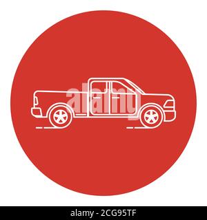 Line art style pickup truck icon Stock Vector