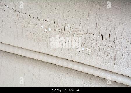 Cracked leather texture or background. Brown leather material with cracks Stock Photo