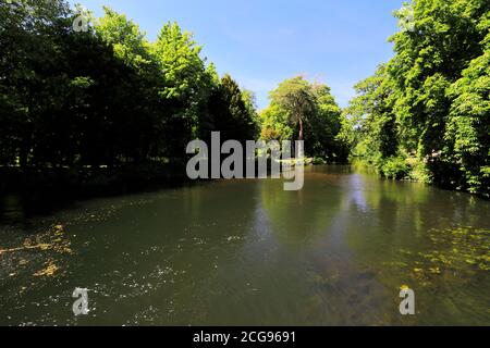 Summer view of Thetford Watermill, river Thet, Thetford Town, Norfolk, England, UK Stock Photo