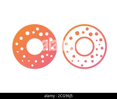 The vector gradient pink to orange junk food donut dessert cake line icon Stock Vector