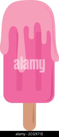 melted ice cream in stick flat icon style white background vector illustration Stock Vector