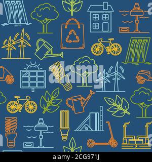 Colorful seamless pattern with eco symbols Stock Vector