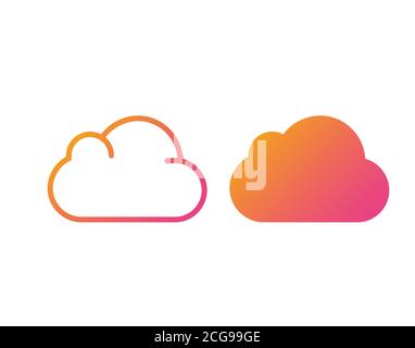 The isolated orange to pink vector colorful storage cloud thin line icon Stock Vector