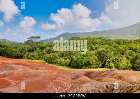 Seven Colored Earth, Chamarel, Mauritius, Indian Ocean, Africa Stock Photo