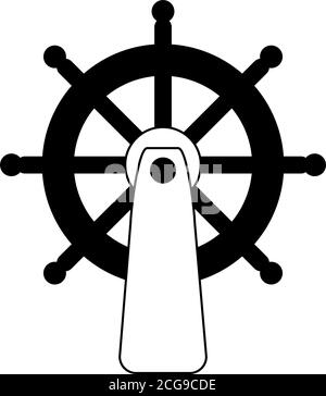 ship helm steering wheel line icon style vector illustration Stock Vector