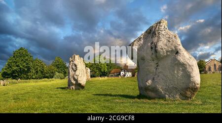 Avebury Neolithic standing stone Circle the largest in England, Wiltshire, England, Europe Stock Photo