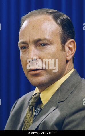 (14 July 1970) --- A candid portrait in civilian suit of astronaut Edgar D. Mitchell, lunar module pilot of the Apollo 14 lunar landing mission. Stock Photo