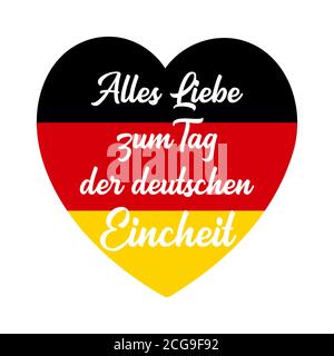 Vector hand drawn Alles Liebe zum Tag der deutschen Eincheit quote in German, translated All the Best to German Unity day.  Stock Vector