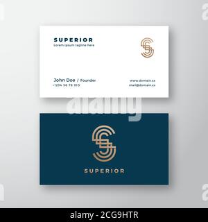Abstract Geometric Minimal S letter Modern Monogram. Vector Logo and Business Card Template. Premium Stationary Realistic Mock Up. Stock Vector