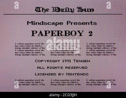 Paperboy 2 - Nintendo Entertainment System - NES Videogame - Editorial use only Stock Photo