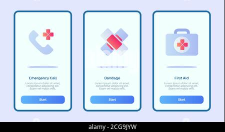 Medical icon Emergency call bandage first aid for mobile apps template banner page UI with three variations modern flat color style Stock Vector