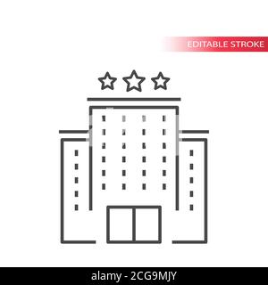 Hotel building thin line vector icon. Outline hotel, editable stroke. Stock Vector