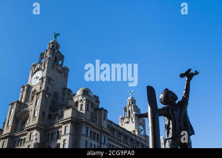 A memorial in the grounds of St Nicholas Church, Liverpool to the people of Liverpool & Bootle who lost their lives in the Blitz seen in September 202 Stock Photo