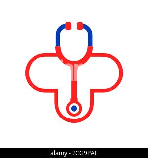 Doctor plus illustration vector logo design for medical and health care pharmacy and clinic hospital symbols. Stock Vector