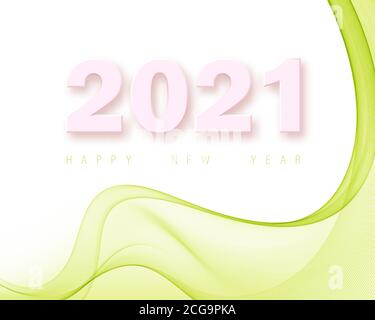 Green abstract poster background new year 2021 Green wave flow Stock Vector