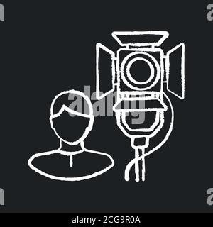 Lighting technician chalk white icon on black background Stock Vector