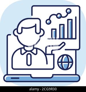 Online presentation blue RGB color icon Stock Vector