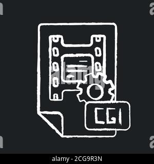 CGI chalk white icon on black background Stock Vector