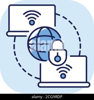 Private WAN blue RGB color icon Stock Vector