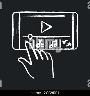 Smartphone film making chalk white icon on black background Stock Vector