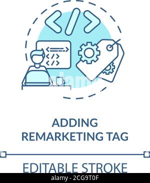 Adding remarketing tag concept icon Stock Vector