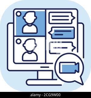 Screen sharing blue RGB color icon Stock Vector