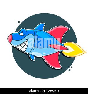 Mean Metal Armed Robot Cyborg Shark Vector Stock Vector