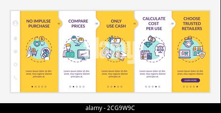 Smart spender tips onboarding vector template Stock Vector
