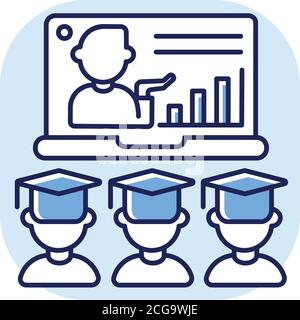 Online lecture blue RGB color icon Stock Vector
