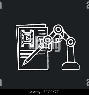 AI written screenplay chalk white icon on black background Stock Vector