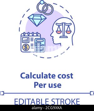Calculate cost per use concept icon Stock Vector