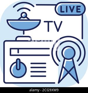 Broadcast blue RGB color icon Stock Vector