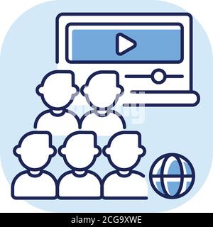 Audience blue RGB color icon Stock Vector