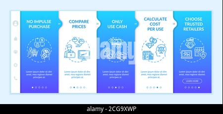 Smart spender tips onboarding vector template Stock Vector