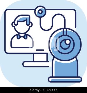 Video chat blue RGB color icon Stock Vector