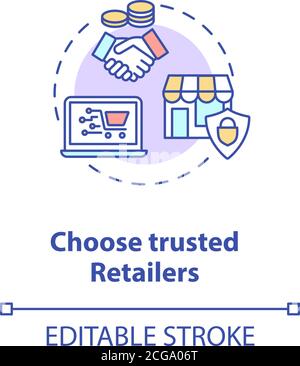 Choose trusted retailers concept icon Stock Vector