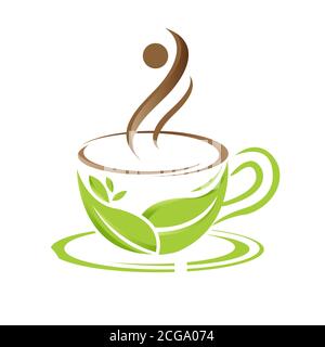 Grean leaf shape cup for element design symbol. Vector illustration EPS.8 EPS.10 Stock Vector