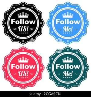 Follow us followers on social media, a modern flat banner. Easy to use for your website Stock Vector
