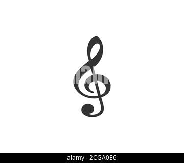 Music notes, treble clef icon. Vector illustration, flat design. Stock Vector