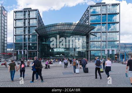 BERLIN, GERMANY - AUGUST 29, 2020: It is the main railway station of the city It came into full operation two days after a ceremonial opening on 26 Ma Stock Photo