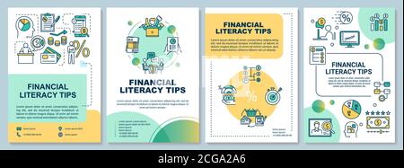 Financial literacy tips brochure template Stock Vector