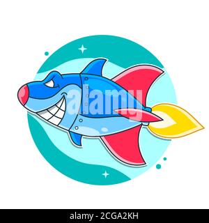 Mean Metal Armed Robot Cyborg Shark Vector Stock Vector