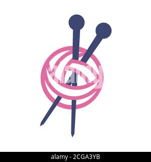 Yarn ball with knitting needles icon isolated on white background. Yarn ball icon trendy and modern yarn ball symbol. Vector illustration EPS.8 EPS.10 Stock Vector