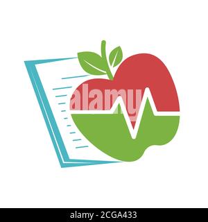 Apple icon design symbol with pulse. Apple icon flat vector illustration for graphic and web design. Vector illustration EPS.8 EPS.10 Stock Vector
