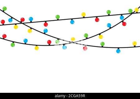 Xmas lights bulbs isolated on white background Stock Vector