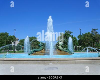 Swann Memorial Fountain in a public square in Philadelphia, Pennsylvania, erected in 1924  by sculptor Alexander Calder (1870-1945) Stock Photo