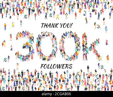 Thank you followers peoples, 300k online social group, happy banner ...